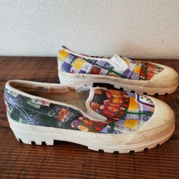 JAMS WORLD Vintage RARE 90s Abstract Retro Slip on Canvas Sneakers Shoes - Picture 3 of 7